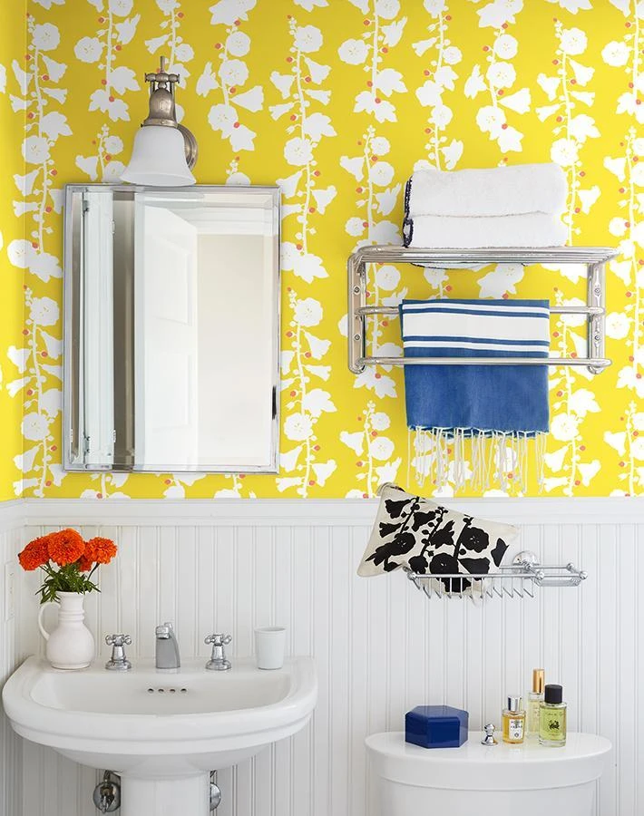 'Hollyhock' Wallpaper By Clare V. - Yellow 4 'Hollyhock' Wallpaper By Clare V. - Yellow - Image 2