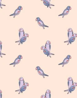 'Small Alexandrine Parakeet' Wallpaper By Tea Collection - Lilac