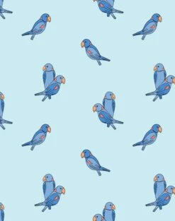 'Small Alexandrine Parakeet' Wallpaper By Tea Collection - Sky