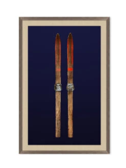 'Antique Skis Navy 1' By Nathan Turner Framed Art