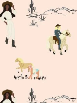 'Barbie™ Ranch' Wallpaper By Barbie™ - Peach -Wallpaper Store Barbie Ranch Peach Detail d9053a2f 7bca 40f5 8f55 e89e50edf5cf