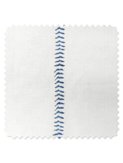 'Fabric By The Yard - Baseball Stitch - Blue On Linen