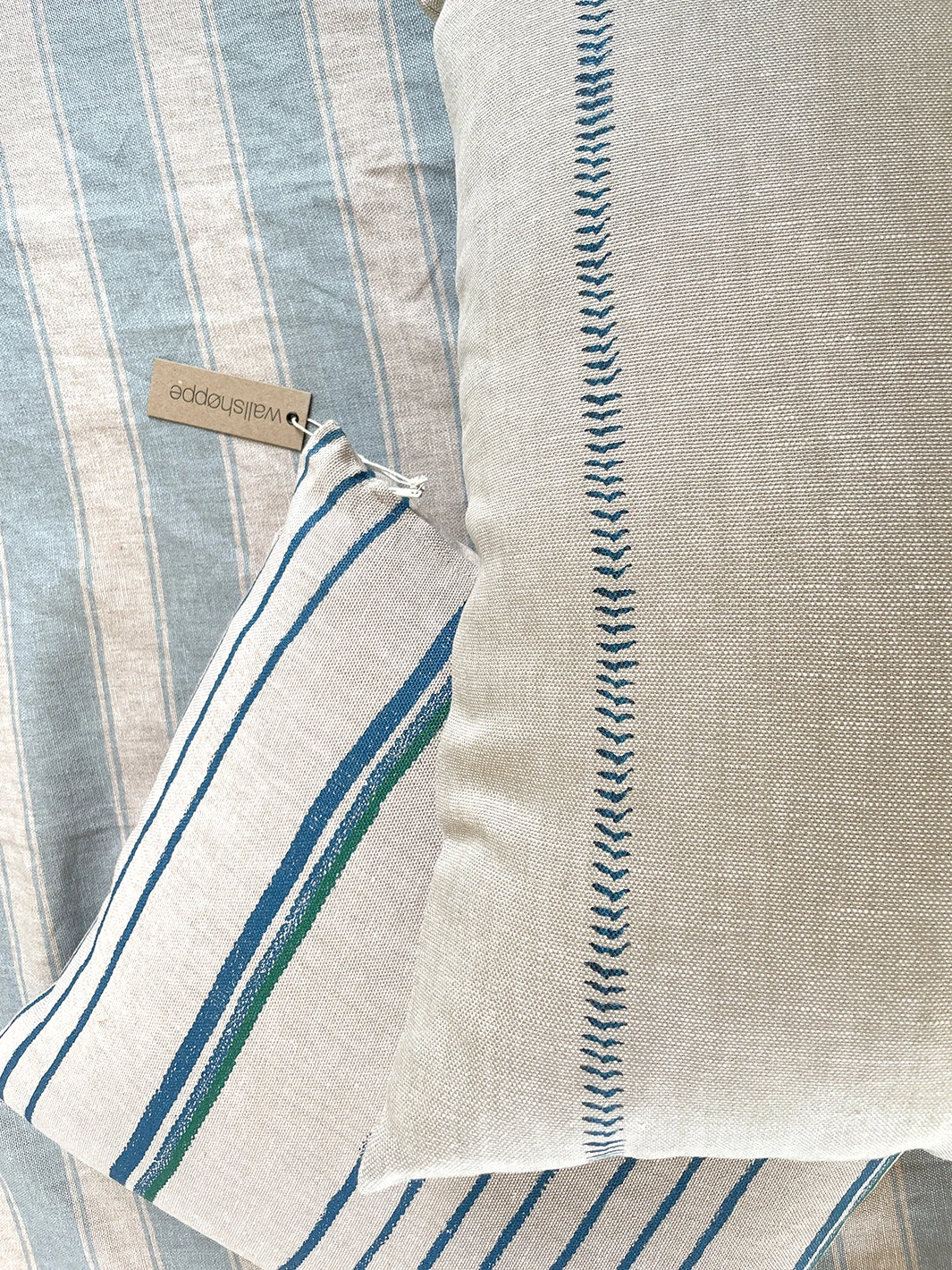 'Fabric By The Yard - Two Tone Stripe - Sea Green On Flax Linen 5 'Fabric By The Yard - Two Tone Stripe - Sea Green On Flax Linen - Image 3