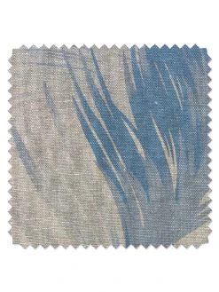 'Fabric By The Yard - Belafonte Palm - Blue On Flax Linen