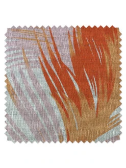 'Fabric By The Yard - Belafonte Palm - Orange On Flax Linen