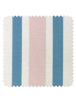 'Fabric By The Yard - Between The Lines - Blue Pink On Linen