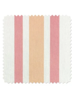 'Fabric By The Yard - Between The Lines - Peach Pink On Linen
