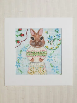 'Bunny Burchington' By Carly Beck Art Print -Wallpaper Store Birch Bunny by CAB Grasscloth Portrait Design