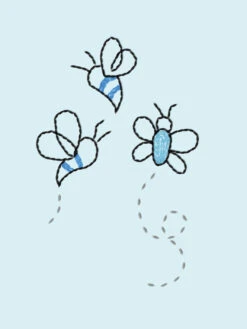 'Bzzz' Wallpaper By Lingua Franca - Blue -Wallpaper Store Bzzz Blue Detail