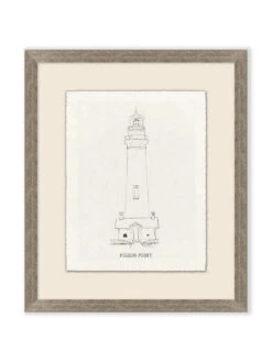 'California Lighthouse Sketch 1' By Nathan Turner Framed Art