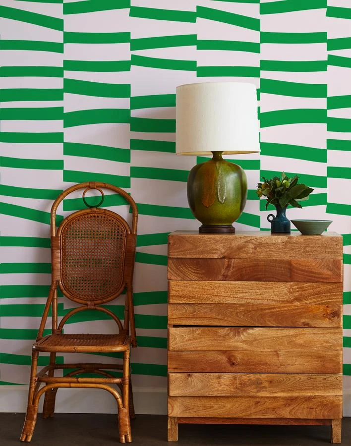 'Canals' Wallpaper By Clare V. - Green / Blush 4 'Canals' Wallpaper By Clare V. - Green / Blush - Image 2