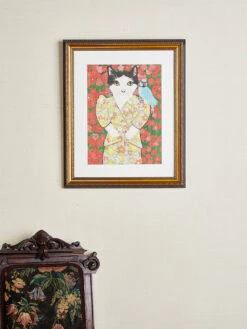 'Batty Is In Style' By Carly Beck Art Print 9 'Batty Is In Style' By Carly Beck Art Print -Wallpaper Store Cat with Bird by CAB Grasscloth Portrait Large RS