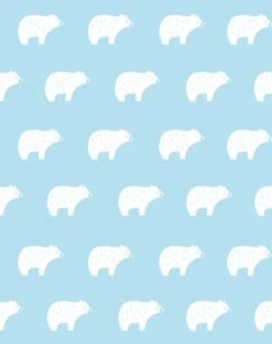 'Chubby Bear' Wallpaper By Tea Collection - Baby Blue