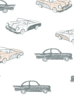 'Classic Cars' Wallpaper By Tea Collection - Peach -Wallpaper Store Classic Cars by Tea Collection Peach Detail