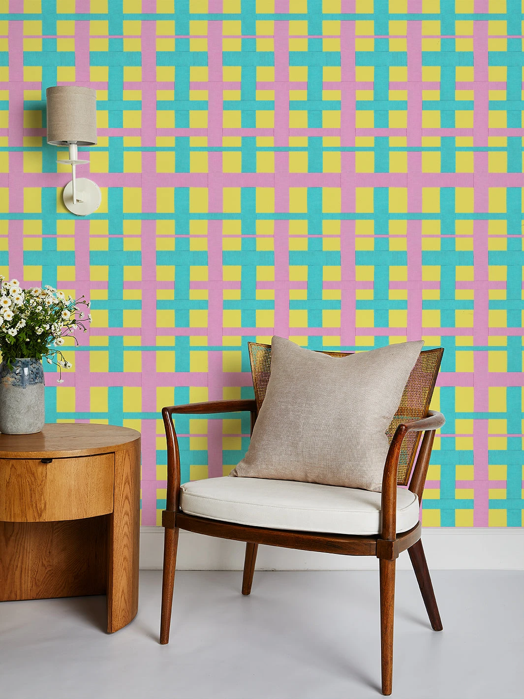 'Crosstown Plaid' Wallpaper By Sarah Jessica Parker - Rosé On Lemon Drop 4 'Crosstown Plaid' Wallpaper By Sarah Jessica Parker - Rosé On Lemon Drop - Image 2