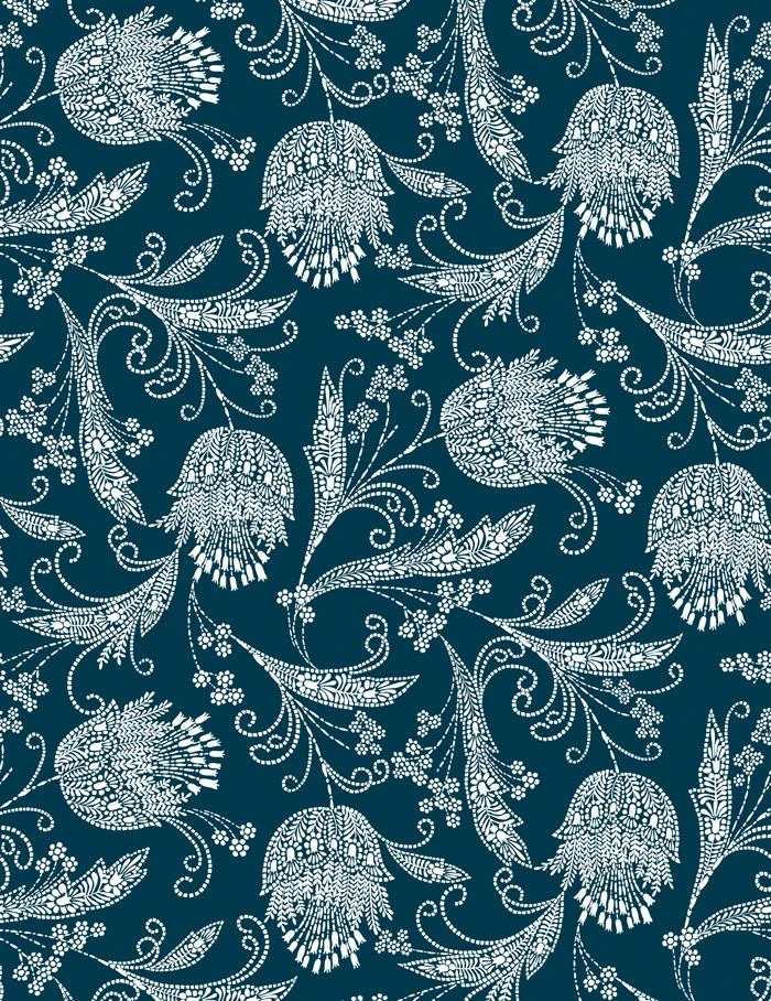 'Eleanor Rigby' Wallpaper By Wallshoppe - Indigo 3 'Eleanor Rigby' Wallpaper By Wallshoppe - Indigo
