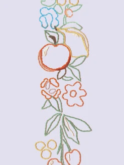 'Embroidered Fruit Vines' Wallpaper By Lingua Franca - Lavender -Wallpaper Store EmbroideredFruitVines Lavender Detail