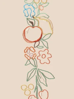 'Embroidered Fruit Vines' Wallpaper By Lingua Franca - Taupe -Wallpaper Store EmbroideredFruitVines Taupe Detail