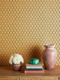 'Evelyn's Chicken Wire' Kraft Wallpaper By Sarah Jessica Parker - Emerald
