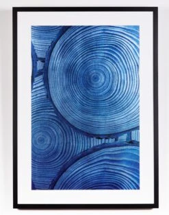 'Faux Bois Blue' Glam Framed Art By Nathan Turner
