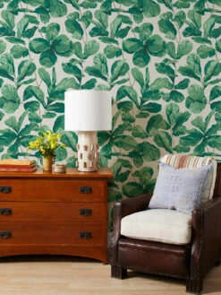 'Fiddle Fig' Grasscloth Wallpaper By Nathan Turner - Natural -Wallpaper Store Fiddle Fig Grasscloth RS 2
