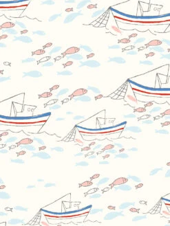 'Fishing Boats' Wallpaper By Tea Collection - Ivory -Wallpaper Store Fishing Boats by Tea Collection Ivory Detail