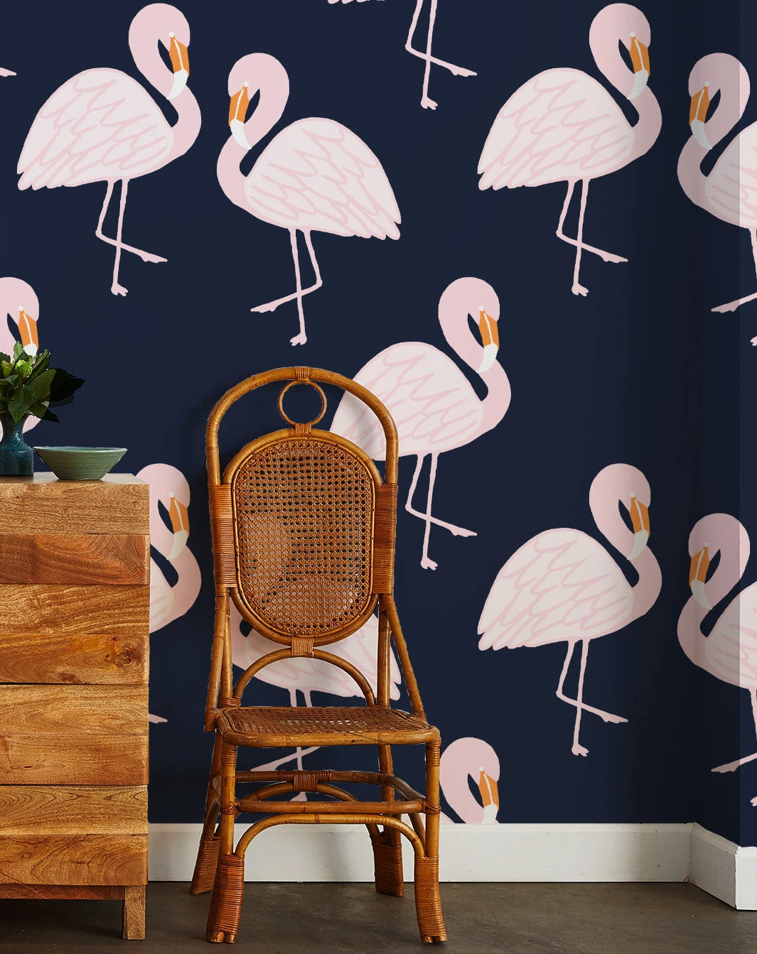 'Flamingos' Wallpaper By Tea Collection - Navy 4 'Flamingos' Wallpaper By Tea Collection - Navy - Image 2