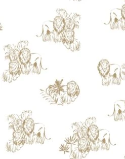 'Foliage Lions' Wallpaper By Tea Collection - White