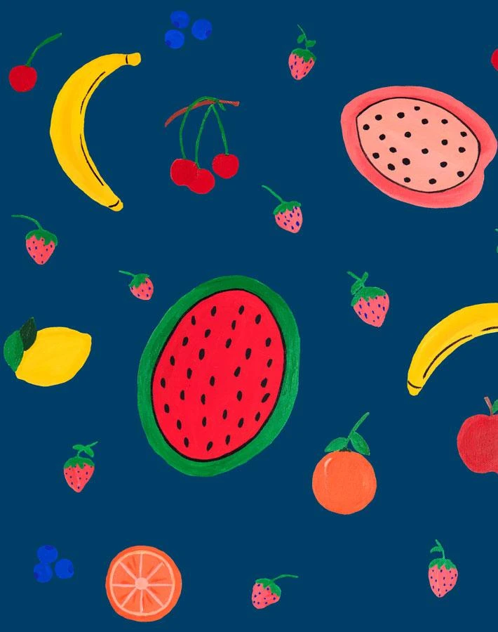 'Fruit Punch' Wallpaper By Carly Beck - Deep Navy 3 'Fruit Punch' Wallpaper By Carly Beck - Deep Navy