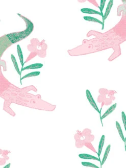 'Gator Garden' Wallpaper By Tea Collection - Pink -Wallpaper Store Gator Garden by Tea Collection Pink Detail