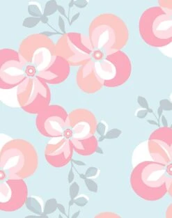 'Graphic Flower' Wallpaper By Tea Collection - Pale Blue -Wallpaper Store GraphicFlower Pale Blue detail