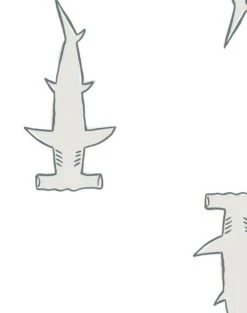 'Hammerheads' Wallpaper By Tea Collection - White -Wallpaper Store Hammerheads White detail