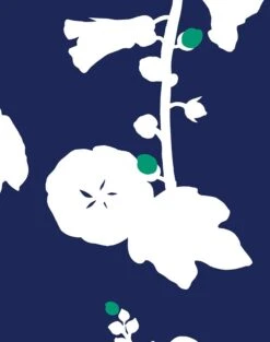 'Hollyhock' Wallpaper By Clare V. - Navy Teal 8 'Hollyhock' Wallpaper By Clare V. - Navy Teal -Wallpaper Store Hollyhock Navy Teal detail cf1da480 d2f1 477c 9bab 0bea1c868bae