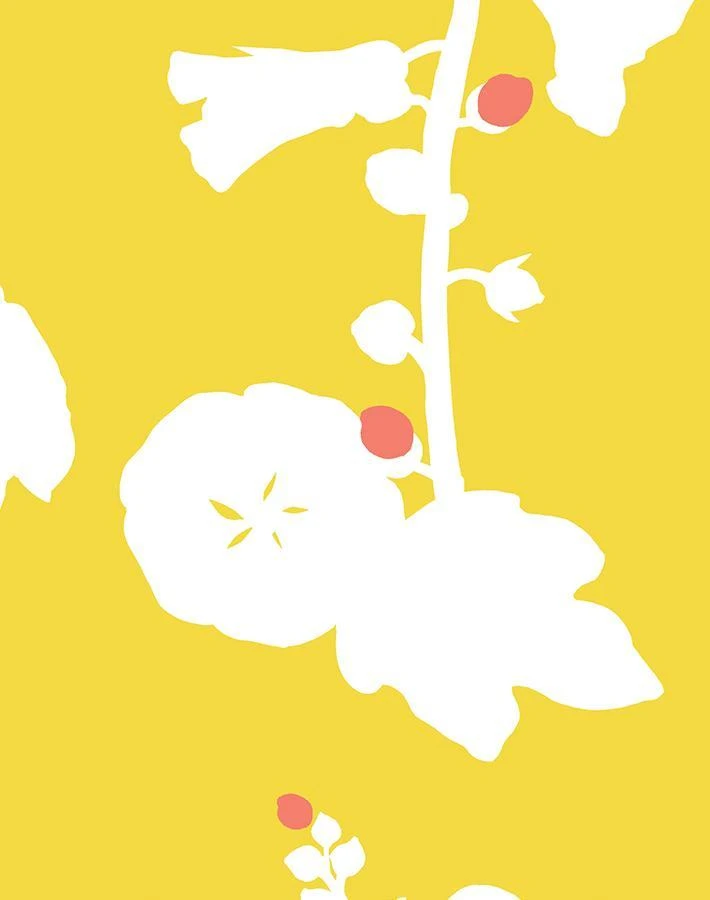 'Hollyhock' Wallpaper By Clare V. - Yellow 5 'Hollyhock' Wallpaper By Clare V. - Yellow - Image 3