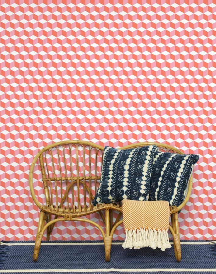 'Ice Cubist' Wallpaper By Wallshoppe - Red 4 'Ice Cubist' Wallpaper By Wallshoppe - Red - Image 2