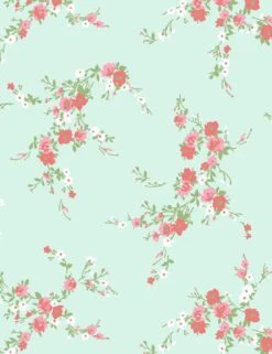 'Jolene' Wallpaper By Wallshoppe - Mint With Pink -Wallpaper Store Jolene product MintwPink forWEB detail 1af24239 40b2 4b06 a126 e6116c59803a