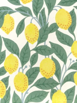 'Fabric By The Yard - Lemons - Natural On Organic Twill -Wallpaper Store Lemons Natural Organic Twill Design