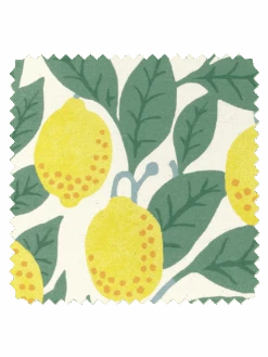 'Fabric By The Yard - Lemons - Natural On Organic Twill