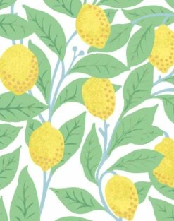 'Lemons' Wallpaper By Nathan Turner - White -Wallpaper Store Lemons duped White detail 52b95ee4 22a2 44ef 93f9 13f1243ca9e8
