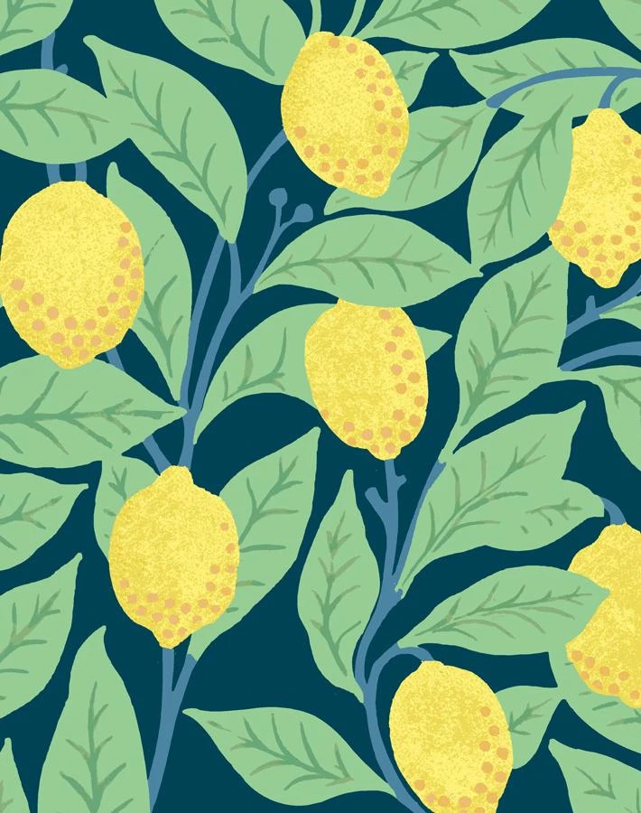 'Lemons' Wallpaper By Nathan Turner - Indigo 5 'Lemons' Wallpaper By Nathan Turner - Indigo - Image 3