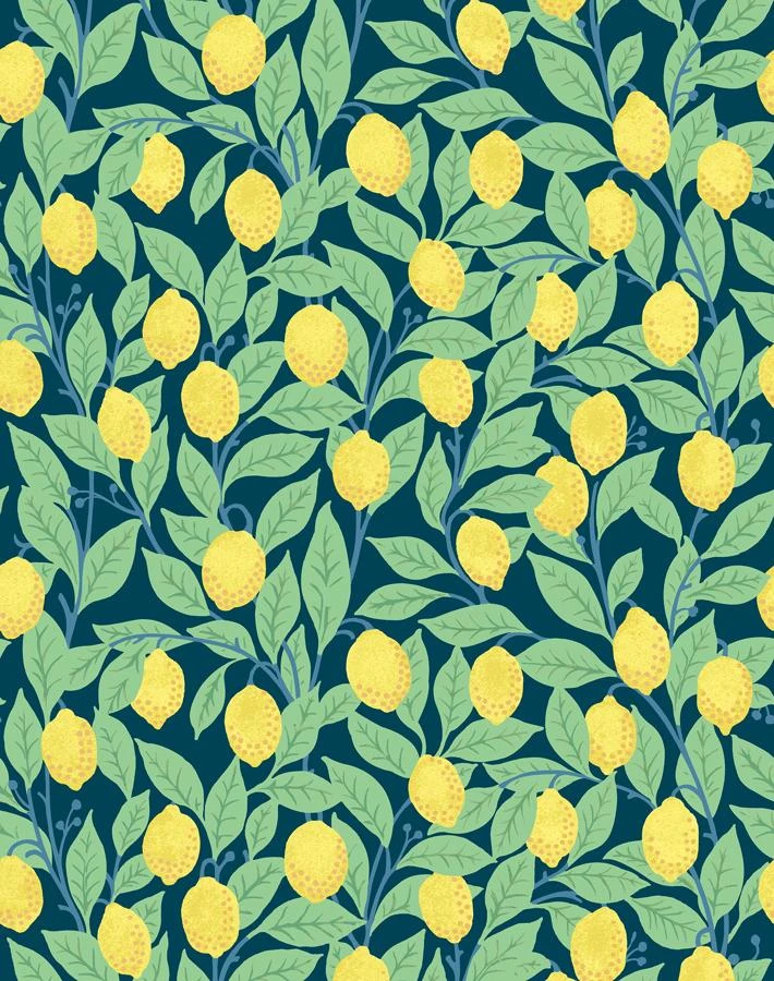 'Lemons' Wallpaper By Nathan Turner - Indigo 3 'Lemons' Wallpaper By Nathan Turner - Indigo