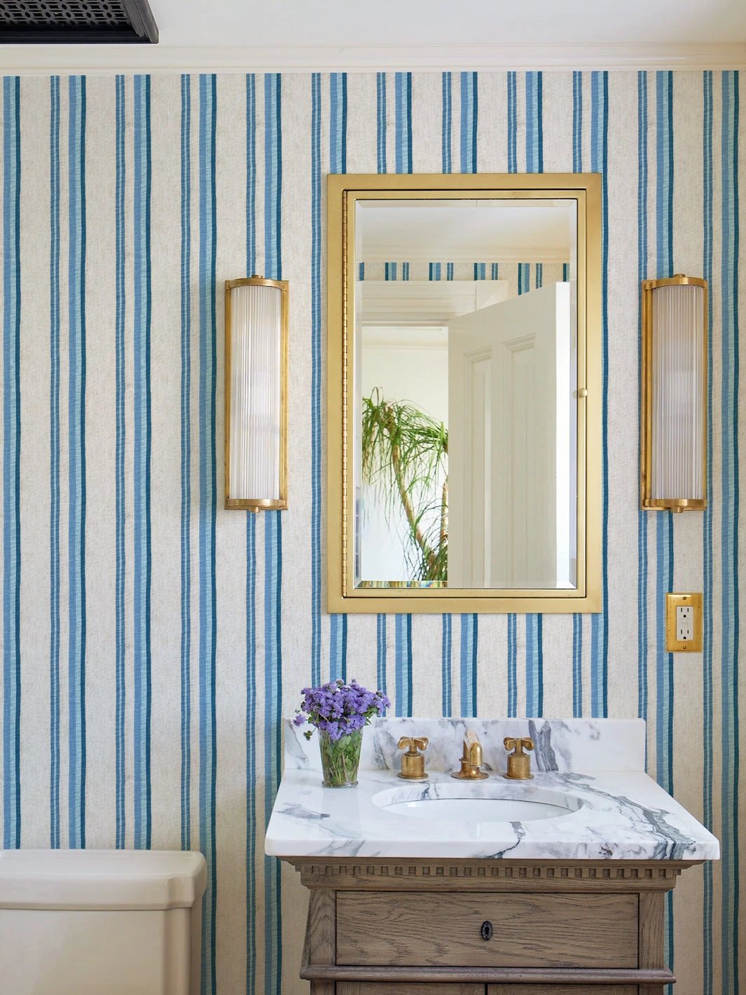 'Life Is A Banquet Stripe' Wallpaper By Lingua Franca - Blues 3 'Life Is A Banquet Stripe' Wallpaper By Lingua Franca - Blues