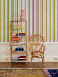 'Life Is A Banquet Stripe' Wallpaper By Lingua Franca - Marigold + Green