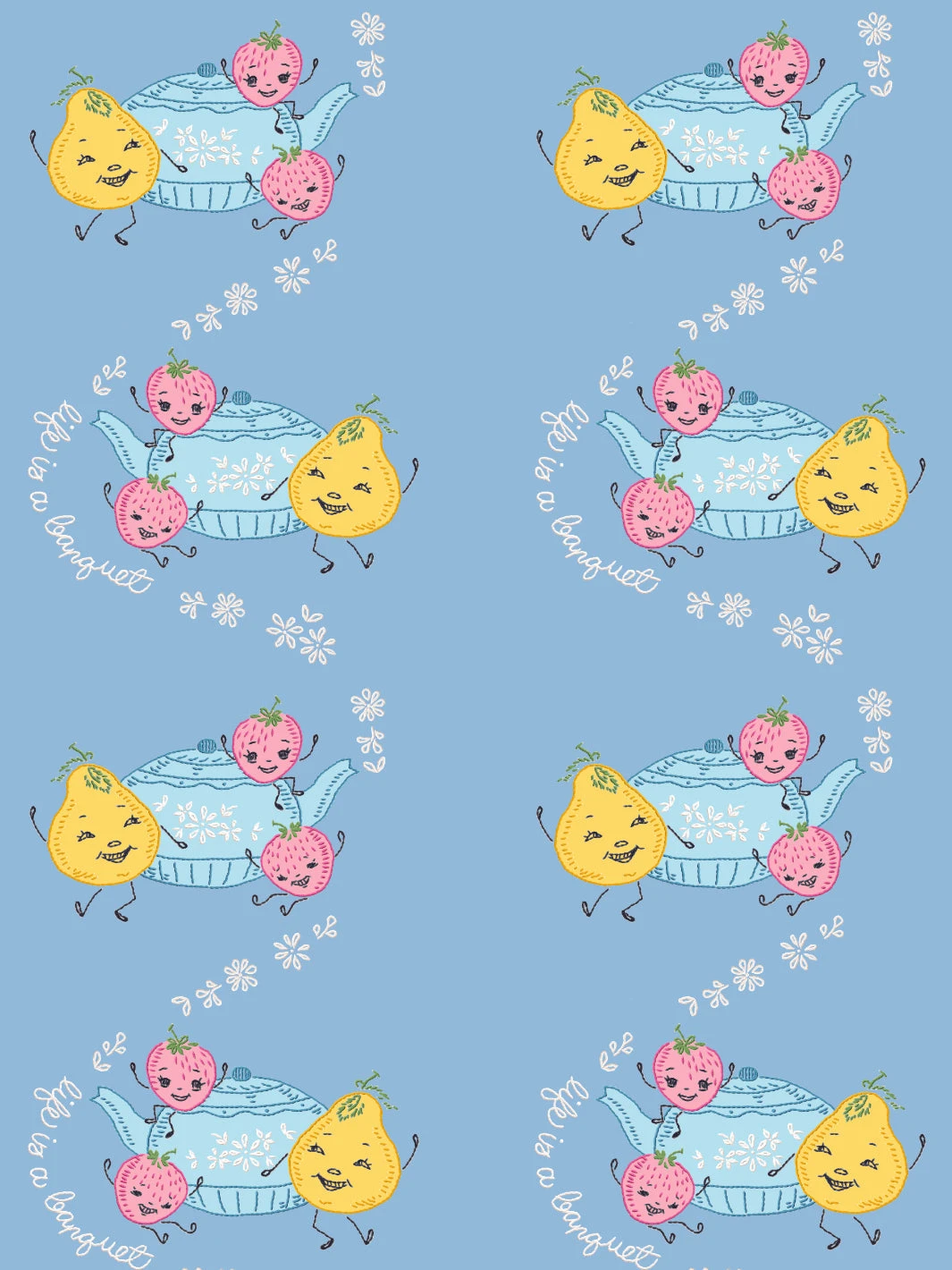 'Life Is A Banquet Scroll' Wallpaper By Lingua Franca - Cornflower 4 'Life Is A Banquet Scroll' Wallpaper By Lingua Franca - Cornflower - Image 2