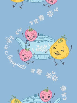 'Life Is A Banquet Scroll' Wallpaper By Lingua Franca - Cornflower 7 'Life Is A Banquet Scroll' Wallpaper By Lingua Franca - Cornflower -Wallpaper Store Life is a Banquet Scroll Cornflower Detail