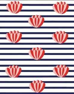'Lotus Stripe' Wallpaper By Clare V. - Navy