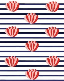 'Lotus Stripe' Wallpaper By Clare V. - Navy 9 'Lotus Stripe' Wallpaper By Clare V. - Navy -Wallpaper Store Lotus with Stripe blue red pink Product ed878a16 d927 476f b9ce 4a840e504555