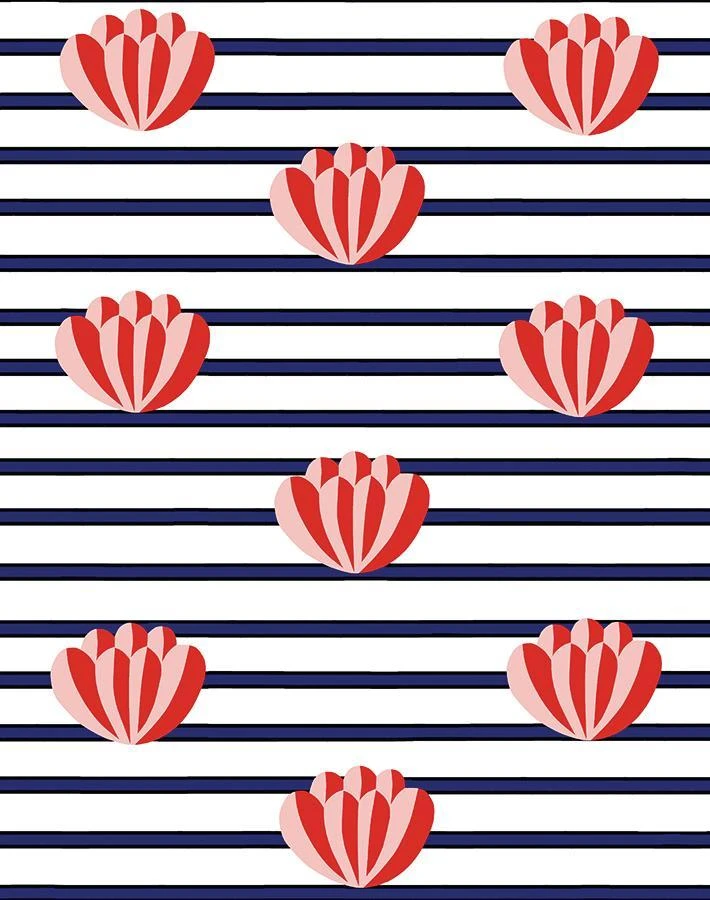 'Lotus Stripe' Wallpaper By Clare V. - Navy 6 'Lotus Stripe' Wallpaper By Clare V. - Navy - Image 4