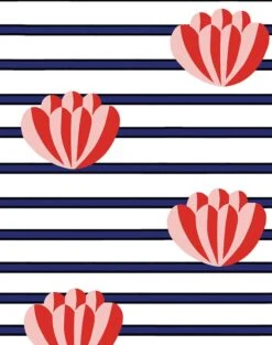 'Lotus Stripe' Wallpaper By Clare V. - Navy 8 'Lotus Stripe' Wallpaper By Clare V. - Navy -Wallpaper Store Lotus with Stripe blue red pink detail 40eb748b 46ea 4da9 9f93 a362d448633c