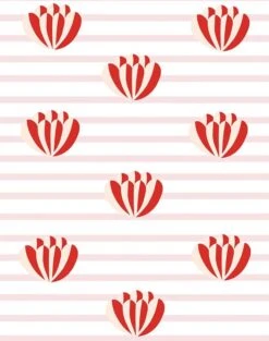 'Lotus Stripe' Wallpaper By Clare V. - Pink -Wallpaper Store Lotus with Stripe pink peach red product 1444f263 5e69 452e ab6a e27fa86f6de0